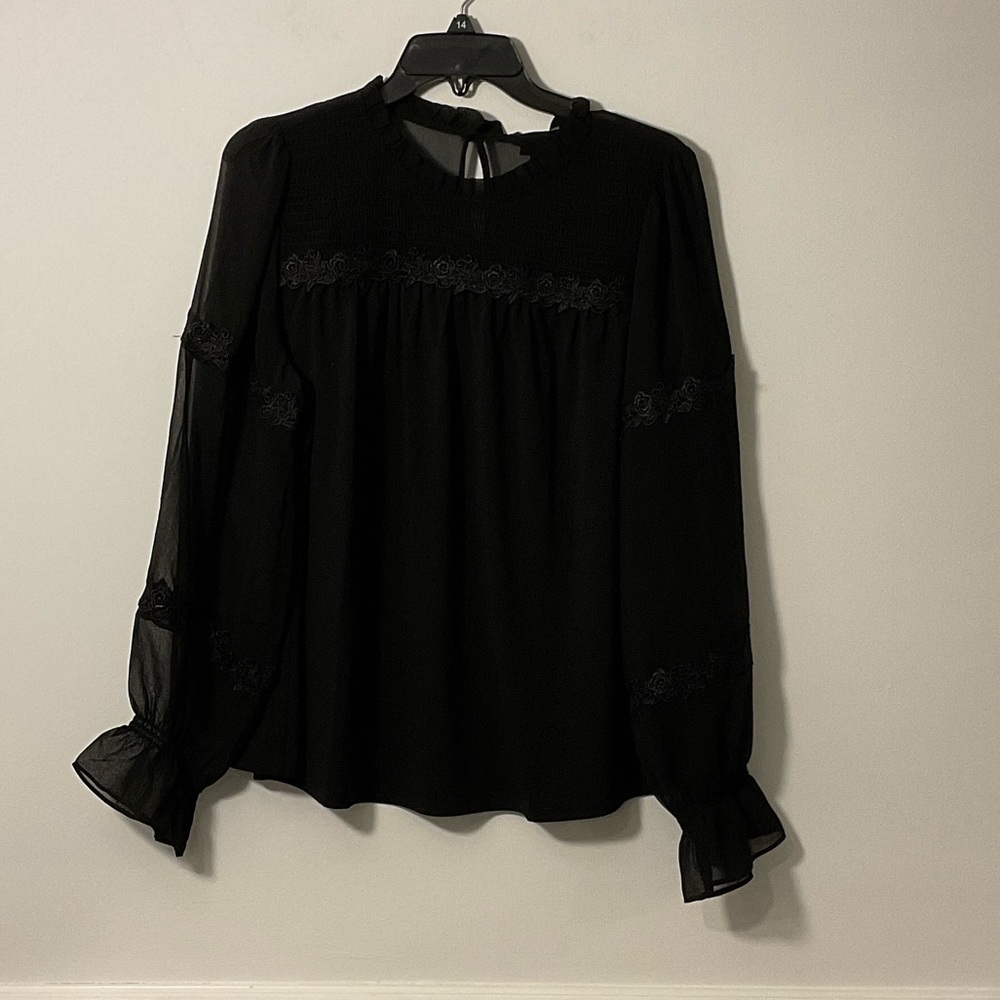 Belldini Black Sheer Sleeve Blouse
